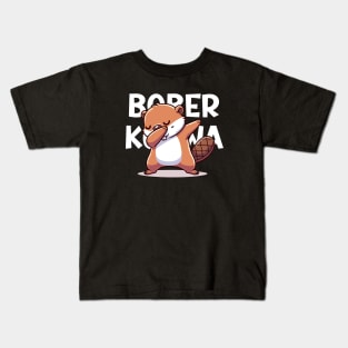 Funny Polish Internet Meme Bobr Bober Kurwa Dabbing Kids T-Shirt